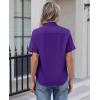 image:imagesiliteelon Womens Stain Resistant Button Down Shirt Short Sleeve Wrinkle Free Business Casual Work Blouse TopsDeep Purple