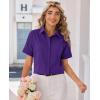 image:imagesiliteelon Womens Stain Resistant Button Down Shirt Short Sleeve Wrinkle Free Business Casual Work Blouse TopsDeep Purple