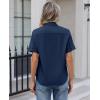 image:imagesiliteelon Womens Stain Resistant Button Down Shirt Short Sleeve Wrinkle Free Business Casual Work Blouse TopsNavy Blue
