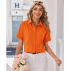image:imagesiliteelon Womens Stain Resistant Button Down Shirt Short Sleeve Wrinkle Free Business Casual Work Blouse TopsOrange