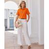 image:imagesiliteelon Womens Stain Resistant Button Down Shirt Short Sleeve Wrinkle Free Business Casual Work Blouse TopsOrange