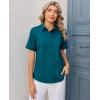 image:imagesiliteelon Womens Stain Resistant Button Down Shirt Short Sleeve Wrinkle Free Business Casual Work Blouse TopsPeacock Blue