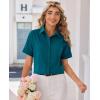 image:imagesiliteelon Womens Stain Resistant Button Down Shirt Short Sleeve Wrinkle Free Business Casual Work Blouse TopsPeacock Blue