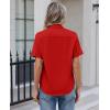 image:imagesiliteelon Womens Stain Resistant Button Down Shirt Short Sleeve Wrinkle Free Business Casual Work Blouse TopsRed