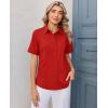 image:imagesiliteelon Womens Stain Resistant Button Down Shirt Short Sleeve Wrinkle Free Business Casual Work Blouse TopsRed