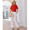 image:imagesiliteelon Womens Stain Resistant Button Down Shirt Short Sleeve Wrinkle Free Business Casual Work Blouse TopsRed