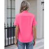 image:imagesiliteelon Womens Stain Resistant Button Down Shirt Short Sleeve Wrinkle Free Business Casual Work Blouse TopsRose Red