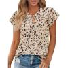 image:imagesiliteelon Women Dressy Casual Blouses Ruffle Cap Sleeve Tops Flutter Sleeve V Neck Work Shirt Cute Spring 2026 TrendyBeige Dots
