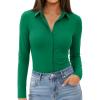 image:imagesiliteelon Womens Stretch Button Down Shirt Fitted Dress Shirt Long Sleeve Wrinkle Free Collared Business Casual BlouseGreen