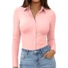 image:imagesiliteelon Womens Stretch Button Down Shirt Fitted Dress Shirt Long Sleeve Wrinkle Free Collared Business Casual BlouseLight Pink