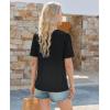 image:imagesiliteelon Boho Tops for Women Floral Print Blouse Short Sleeve TShirt Summer Casual Eyelet Peasant Shirt Trendy 2026Black