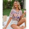 image:imagesiliteelon Boho Tops for Women Floral Print Blouse Short Sleeve TShirt Summer Casual Eyelet Peasant Shirt Trendy 2026Bohemian Mosaic