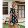 image:imagesiliteelon Boho Tops for Women Floral Print Blouse Short Sleeve TShirt Summer Casual Eyelet Peasant Shirt Trendy 2026Onyx Garden