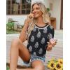 image:imagesiliteelon Boho Tops for Women Floral Print Blouse Short Sleeve TShirt Summer Casual Eyelet Peasant Shirt Trendy 2026Onyx Garden