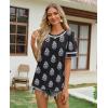 image:imagesiliteelon Boho Tops for Women Floral Print Blouse Short Sleeve TShirt Summer Casual Eyelet Peasant Shirt Trendy 2026Onyx Garden