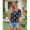 image:imagesiliteelon Boho Tops for Women Floral Print Blouse Short Sleeve TShirt Summer Casual Eyelet Peasant Shirt Trendy 2026Onyx Garden
