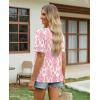image:imagesiliteelon Boho Tops for Women Floral Print Blouse Short Sleeve TShirt Summer Casual Eyelet Peasant Shirt Trendy 2026Rose Damask