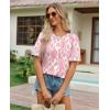 image:imagesiliteelon Boho Tops for Women Floral Print Blouse Short Sleeve TShirt Summer Casual Eyelet Peasant Shirt Trendy 2026Rose Damask