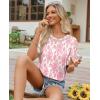 image:imagesiliteelon Boho Tops for Women Floral Print Blouse Short Sleeve TShirt Summer Casual Eyelet Peasant Shirt Trendy 2026Rose Damask