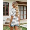 image:imagesiliteelon Boho Tops for Women Floral Print Blouse Short Sleeve TShirt Summer Casual Eyelet Peasant Shirt Trendy 2026Vintage Ink Leaf