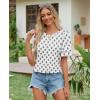 image:imagesiliteelon Boho Tops for Women Floral Print Blouse Short Sleeve TShirt Summer Casual Eyelet Peasant Shirt Trendy 2026Vintage Ink Leaf