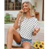 image:imagesiliteelon Boho Tops for Women Floral Print Blouse Short Sleeve TShirt Summer Casual Eyelet Peasant Shirt Trendy 2026Vintage Ink Leaf