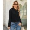 image:imagesiliteelon Button Down Shirts for Women Long Sleeve Chiffon Tops Wrinkle Free Collared Work Dressy Casual BlousesBlack