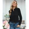 image:imagesiliteelon Button Down Shirts for Women Long Sleeve Chiffon Tops Wrinkle Free Collared Work Dressy Casual BlousesBlack