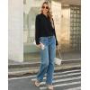 image:imagesiliteelon Button Down Shirts for Women Long Sleeve Chiffon Tops Wrinkle Free Collared Work Dressy Casual BlousesBlack