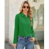 image:imagesiliteelon Button Down Shirts for Women Long Sleeve Chiffon Tops Wrinkle Free Collared Work Dressy Casual BlousesGreen