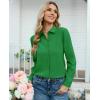 image:imagesiliteelon Button Down Shirts for Women Long Sleeve Chiffon Tops Wrinkle Free Collared Work Dressy Casual BlousesGreen