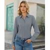 image:imagesiliteelon Button Down Shirts for Women Long Sleeve Chiffon Tops Wrinkle Free Collared Work Dressy Casual BlousesGrey