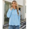 image:imagesiliteelon Button Down Shirts for Women Long Sleeve Chiffon Tops Wrinkle Free Collared Work Dressy Casual BlousesLight Blue