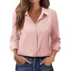 image:imagesiliteelon Button Down Shirts for Women Long Sleeve Chiffon Tops Wrinkle Free Collared Work Dressy Casual BlousesLight Pink
