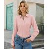 image:imagesiliteelon Button Down Shirts for Women Long Sleeve Chiffon Tops Wrinkle Free Collared Work Dressy Casual BlousesLight Pink