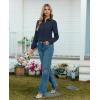 image:imagesiliteelon Button Down Shirts for Women Long Sleeve Chiffon Tops Wrinkle Free Collared Work Dressy Casual BlousesNavy Blue