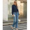 image:imagesiliteelon Button Down Shirts for Women Long Sleeve Chiffon Tops Wrinkle Free Collared Work Dressy Casual BlousesNavy Blue