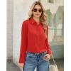 image:imagesiliteelon Button Down Shirts for Women Long Sleeve Chiffon Tops Wrinkle Free Collared Work Dressy Casual BlousesRed