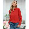 image:imagesiliteelon Button Down Shirts for Women Long Sleeve Chiffon Tops Wrinkle Free Collared Work Dressy Casual BlousesRed