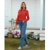 image:imagesiliteelon Button Down Shirts for Women Long Sleeve Chiffon Tops Wrinkle Free Collared Work Dressy Casual BlousesRed