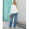 image:imagesiliteelon Button Down Shirts for Women Long Sleeve Chiffon Tops Wrinkle Free Collared Work Dressy Casual BlousesWhite
