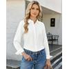 image:imagesiliteelon Button Down Shirts for Women Long Sleeve Chiffon Tops Wrinkle Free Collared Work Dressy Casual BlousesWhite
