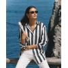 image:imagesiliteelon Striped Button Down Shirts for Women Linen Button Up Dress Shirt Long Sleeve Blouse Collared Summer BeachBlack Striped