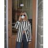 image:imagesiliteelon Striped Button Down Shirts for Women Linen Button Up Dress Shirt Long Sleeve Blouse Collared Summer BeachBlack Striped