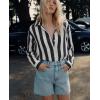 image:imagesiliteelon Striped Button Down Shirts for Women Linen Button Up Dress Shirt Long Sleeve Blouse Collared Summer BeachBlack Striped