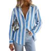 image:imagesiliteelon Striped Button Down Shirts for Women Linen Button Up Dress Shirt Long Sleeve Blouse Collared Summer BeachBlue Striped