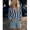 image:imagesiliteelon Striped Button Down Shirts for Women Linen Button Up Dress Shirt Long Sleeve Blouse Collared Summer BeachNavy Blue Striped