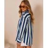 image:imagesiliteelon Striped Button Down Shirts for Women Linen Button Up Dress Shirt Long Sleeve Blouse Collared Summer BeachNavy Blue Striped