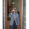 image:imagesiliteelon Striped Button Down Shirts for Women Linen Button Up Dress Shirt Long Sleeve Blouse Collared Summer BeachNavy Blue Striped
