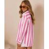 image:imagesiliteelon Striped Button Down Shirts for Women Linen Button Up Dress Shirt Long Sleeve Blouse Collared Summer BeachPink Striped